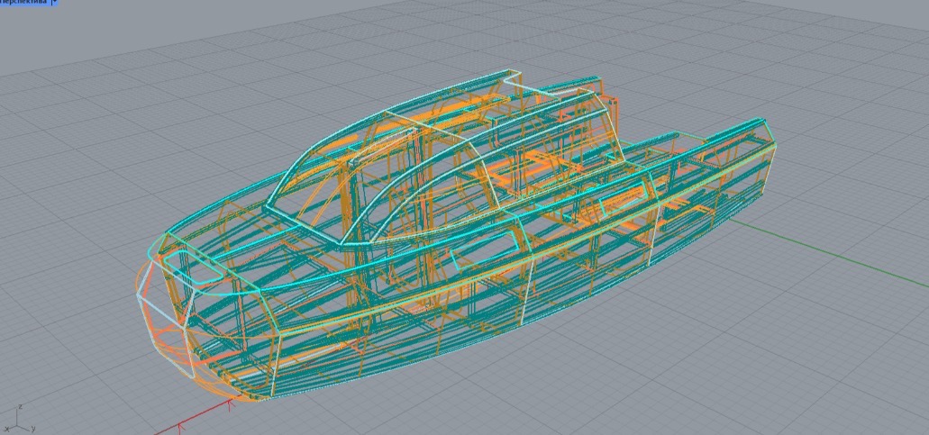 3D structural model of the 5.5 metre yacht hull
